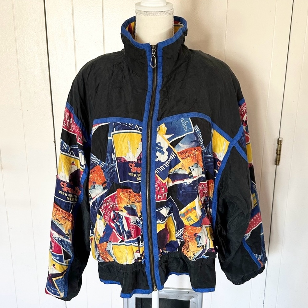 East west Silk Vintage 80s 90s Windbreaker Shell Apres Ski Snowboard Coat Jacket